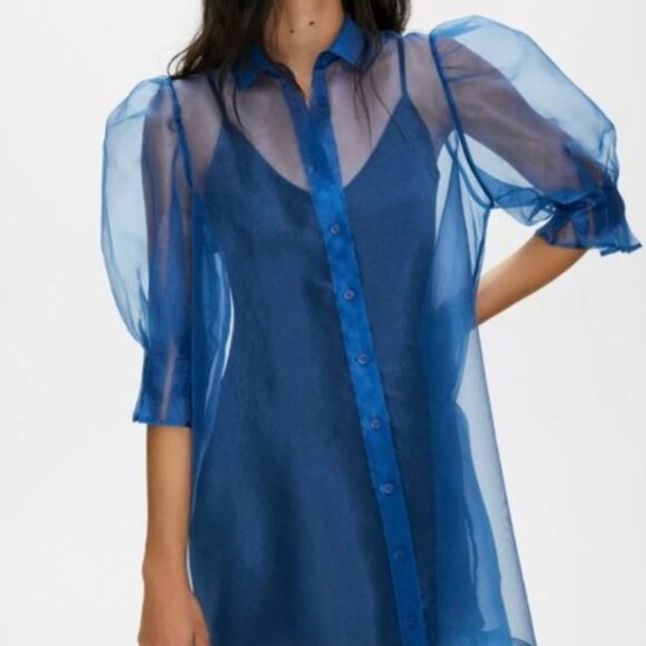 Aritzia Little Moon Oversized Sheer Dress Animal Print Organza Size 4 - Picture 2 of 2